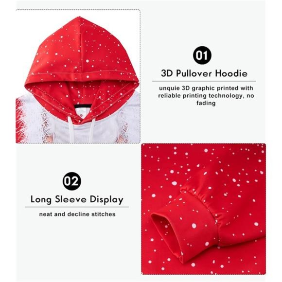 Men Hoodies Hooded Sweatshirt Christmas & Thanksgiving Pullover Hoody - Picture 2 of 5